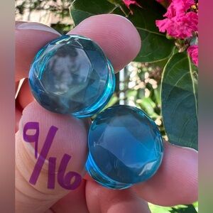 9/16 - 14mm Faceted Blue Glass Plugs Gauges